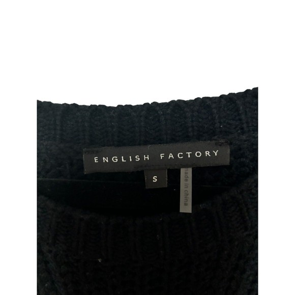 English Factory Black Pastel Embroidered Polka Dot Sweater Sz Small - Picture 5 of 6